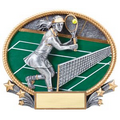 Tennis, Female 3D Oval Resin Awards -Large - 8-1/4" x 7" Tall